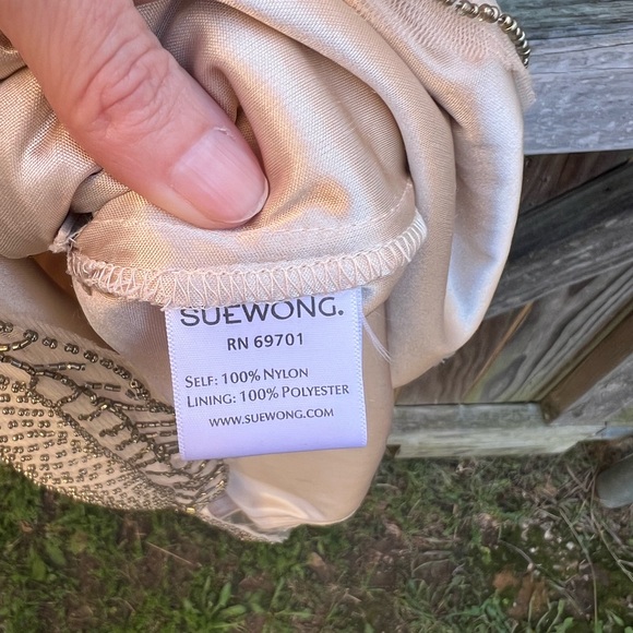 Sue Wong Tan and Gold Beaded Dress - Picture 7 of 13